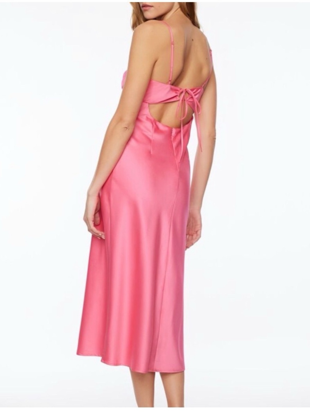 Dynamite Hot Pink Satin Slip Dress - Spaghetti Strap - Picture 2 of 5